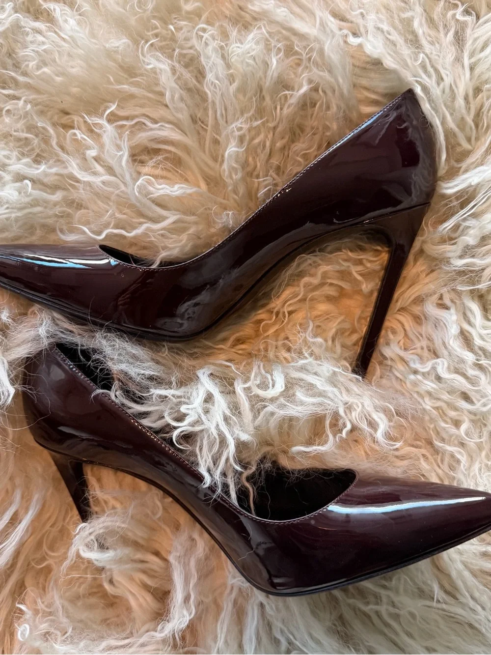 Saint Laurent Patent Pointed-Toe Stiletto Pumps in Deep Burgundy - Picture 8 of 9